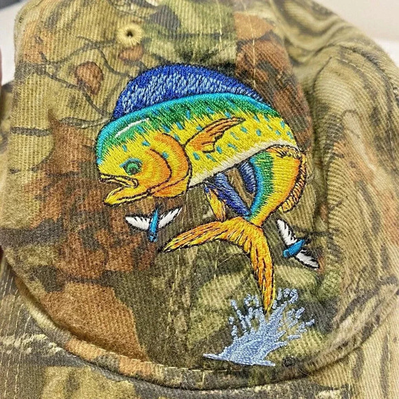 Just Hook 'em Camo Dolphin Baseball Cap-Unisex - Picture 5 of 8